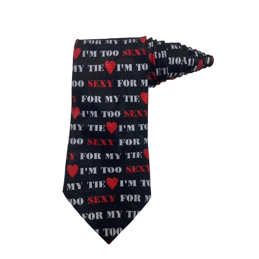 Andaloro I’m Too Sexy For My Tie Heart Valentines Day Novelty Necktie Polyester